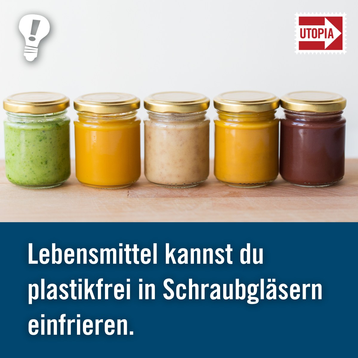 Weitere Tipps, wie das Einfrieren von Lebensmitteln in Schraubgläsern und weiteren plastikfreien Alternativen gelingt, findest du hier ➡️ utopia.de/?p=36109 ⬅ Gefrierbeutel aus dem Supermarkt sind