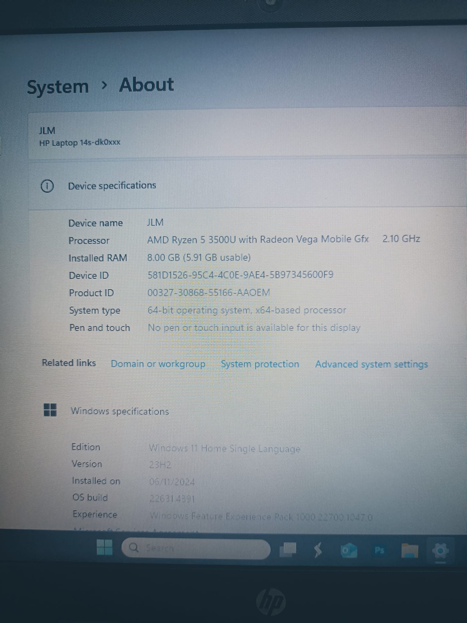 HP Laptop 14s-dk0xxx 8GB ram 512 ssd Ryzen5 3500U with Radeon Vega 