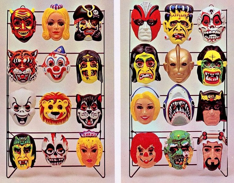 Halloween plastic masks from the 1960's and 1970's, groovy!