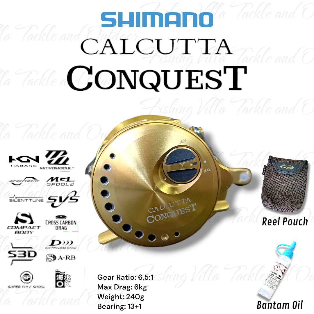 Moulinet Baitcasting Shimano Calcutta Conquest 100 - Ratio 5.6:1 / 7.4:1 - 13+1 Roulements - Neuf