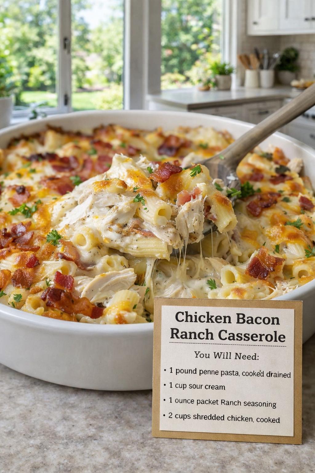 Recipes - Chicken Bacon Ranch Casserole This creamy, cheesy comfort ...