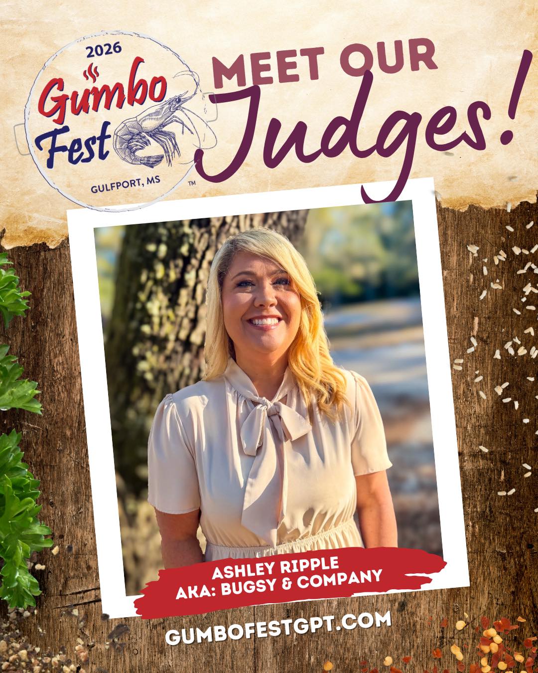 Gumbo - Gumbo Fest 2026 Meet our Judge Ashley Ripple: Aka Bugsy ...