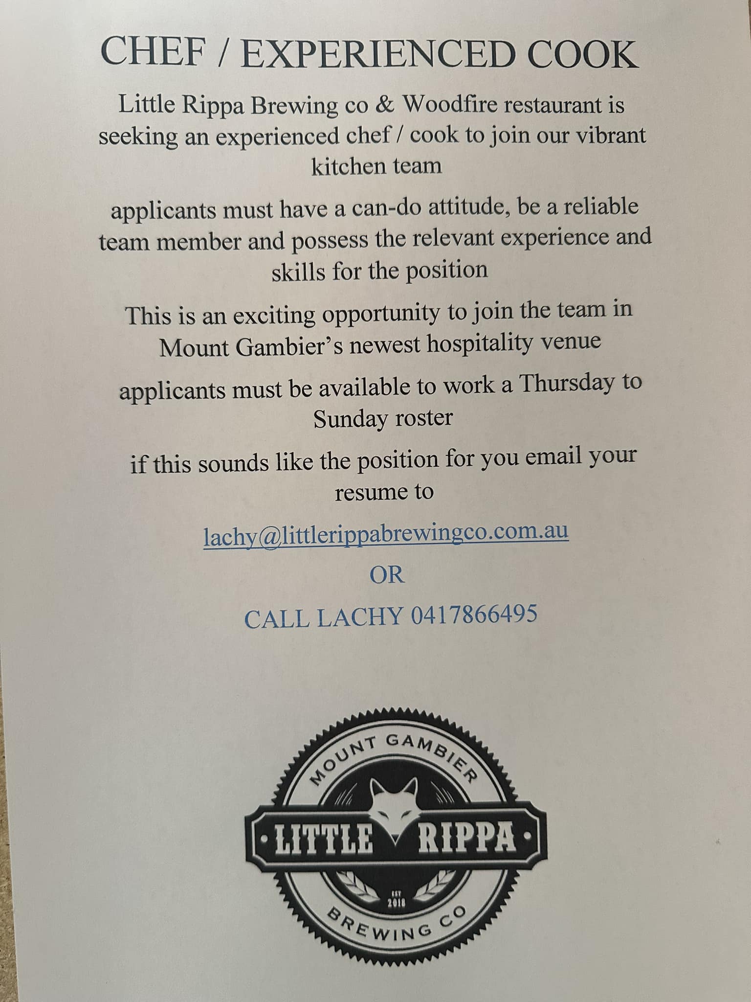 Near year=new opportunities at... - Little Rippa Brewing Co