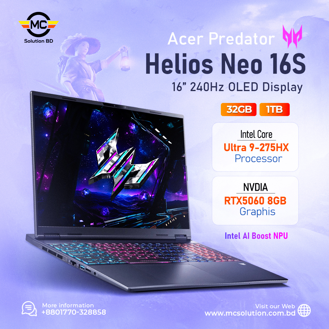 Mc - Acer Predator Helios Neo 16S | 16″ 240Hz | CU9-275HX | 32GB DDR5 ...