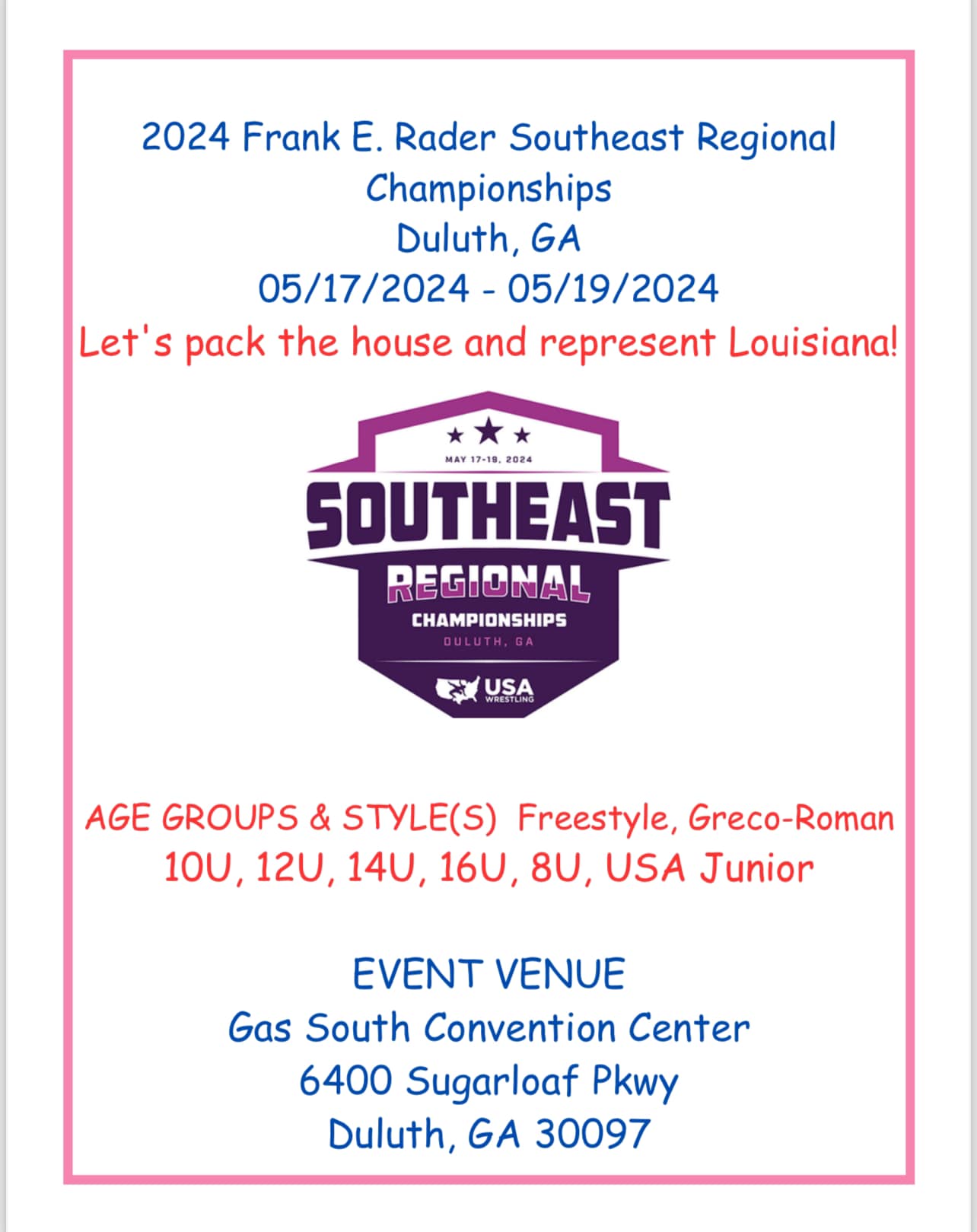 Save the Date 📌 2024 Southeast... - Louisiana USA Wrestling