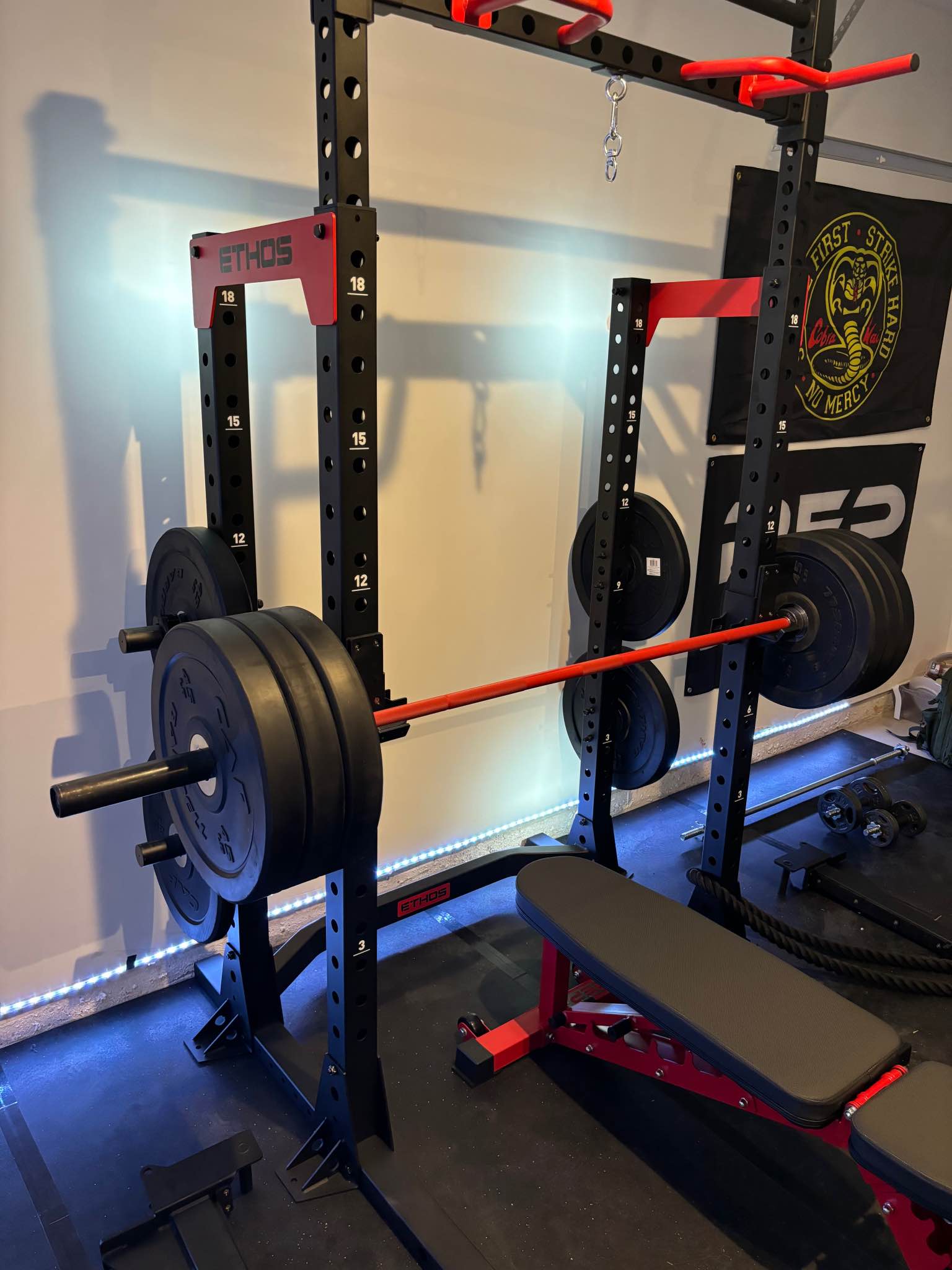 Gym Equipment: Ethos Squat Rack, REP AB 3100 Bench, Landmine and Lever ...
