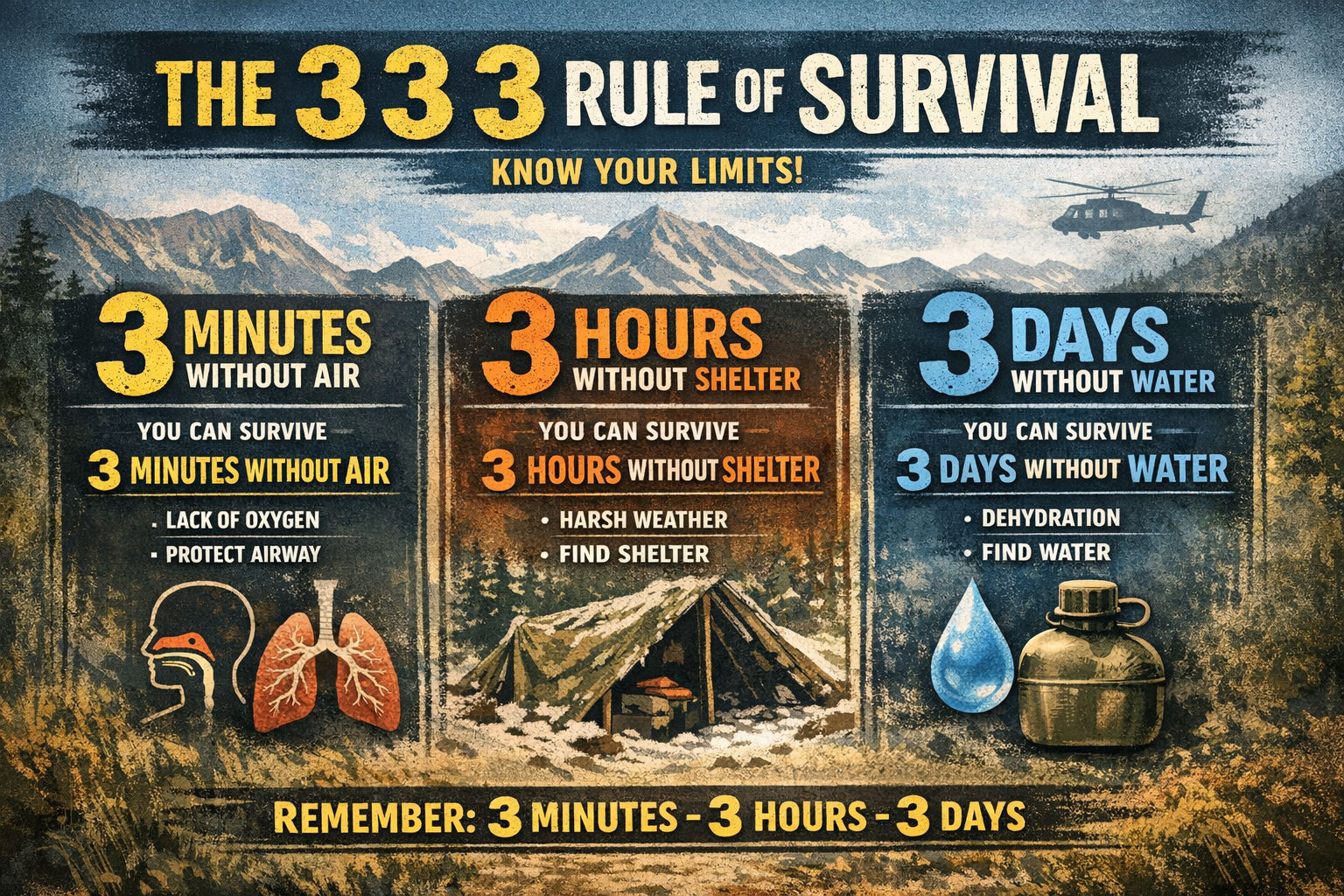 What is the 3 3 3 rule of survival? | Facebook
