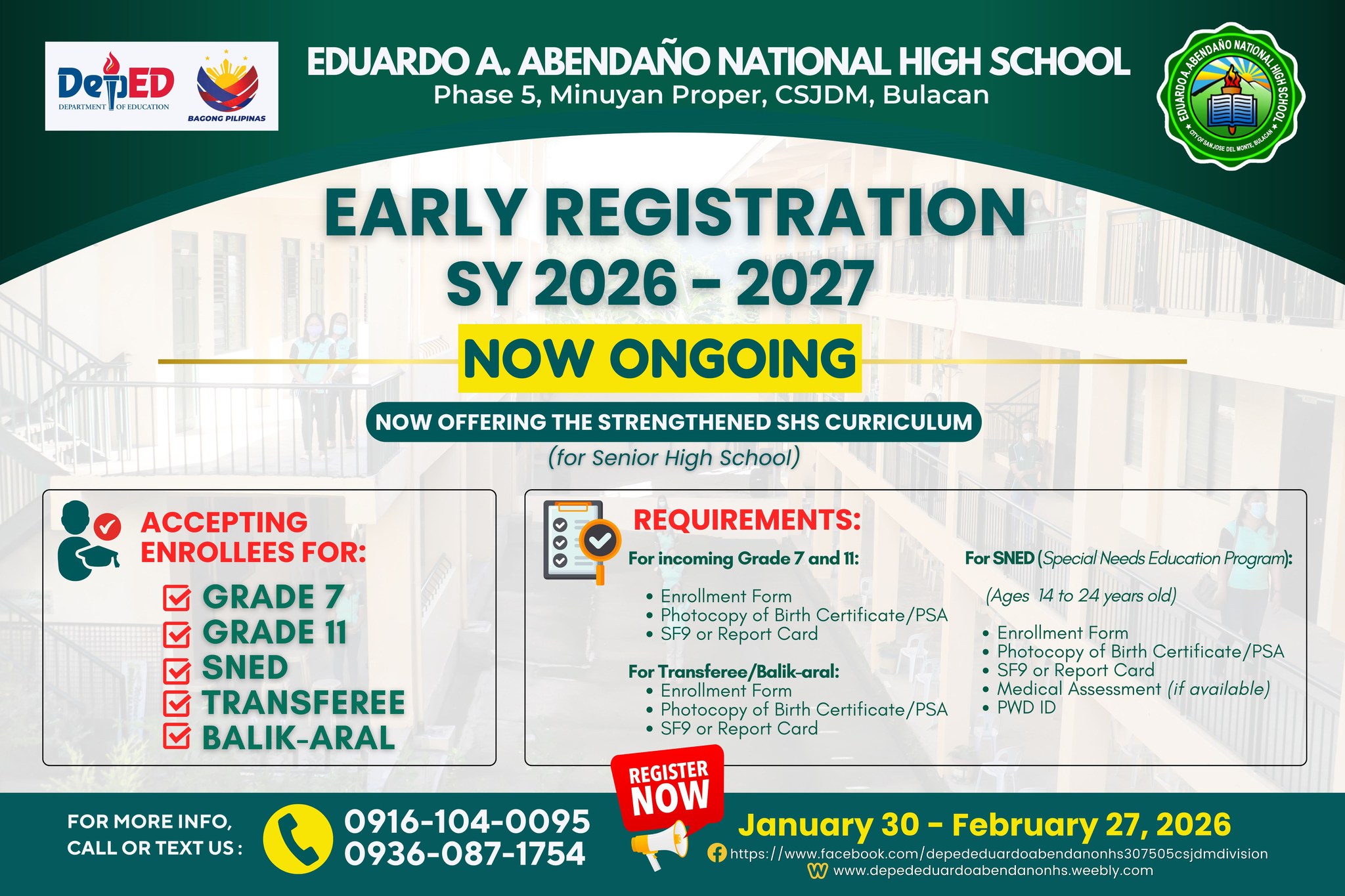 DepEd - 📣 Early Registration for SY 2026–2027 is now ongoing! Planning ...