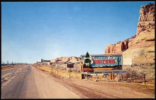 Welcome to arizona sign board from Old good time
