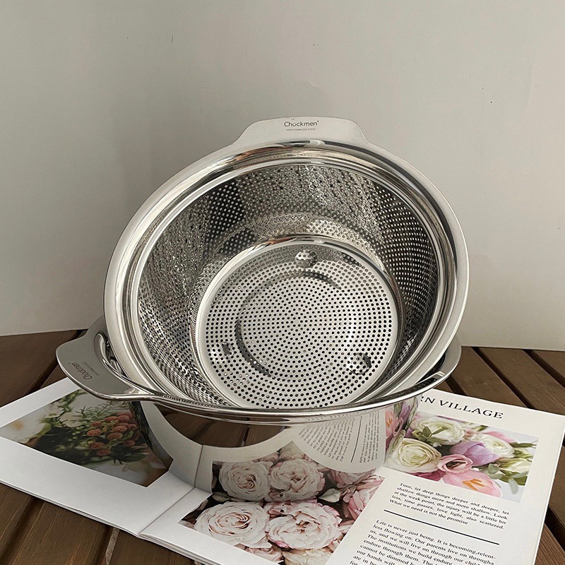 Shop - 👉👉 Bộ RỔ KÈM THAU CHOCKMEN inox 304 vo gạo rửa rau củ quả lưới ...
