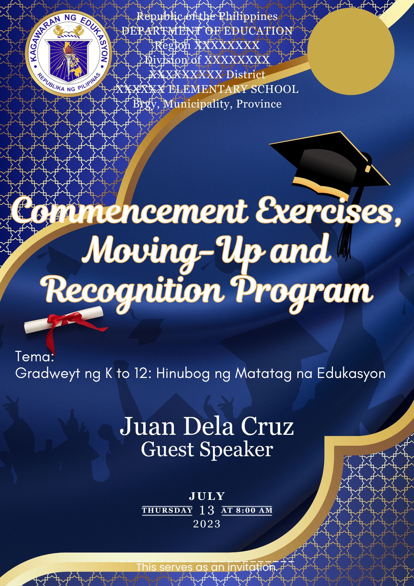 Teacher - New Blue and Gold Theme Graduation Program Comment Star to ...
