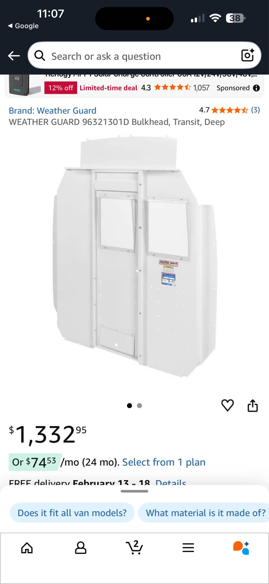 Weather guard Transit van partition - Car Exterior Parts - Nanaimo ...