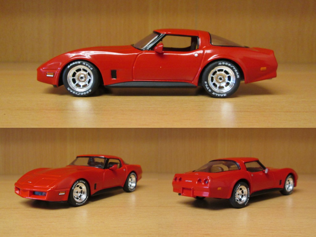 Voiture Miniature Chevrolet Corvette Stingray 1/43 – Modèle Collection Argent Chromé Sur Socle Bois