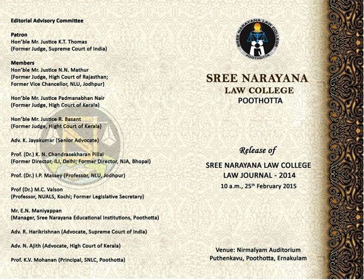 Sree Narayana Law College SNLC Poothotta.