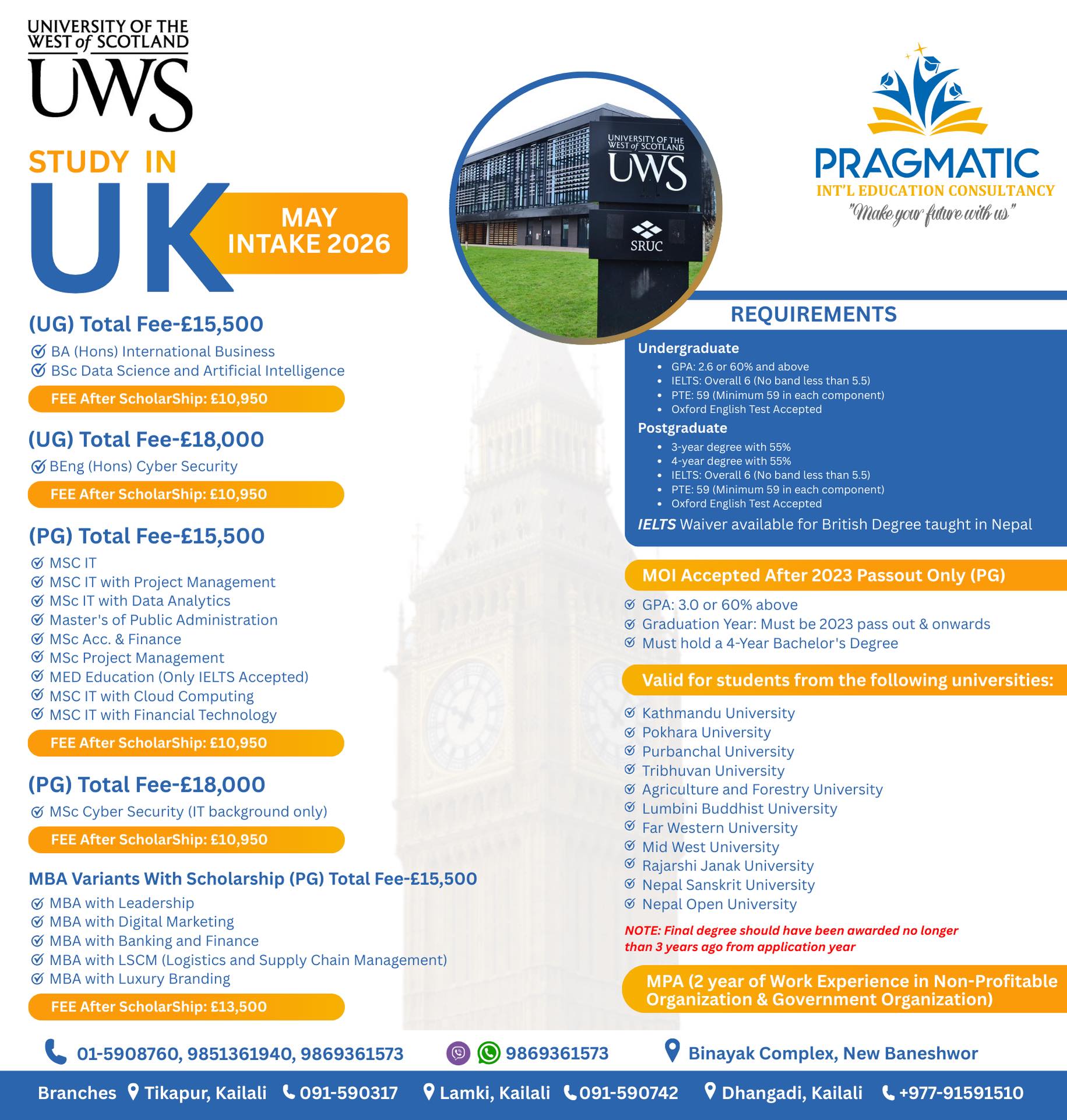 Pragmatic - Study in the UK – May Intake 2026 🇬🇧 Apply to University of ...