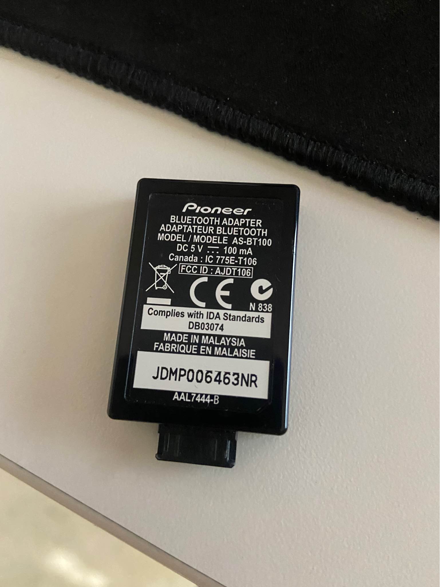 Pioneer AS-BT100 Bluetooth Wireless Adapter For Pioneer AV 