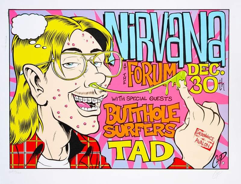 Concert poster for NIRVANA with special guests the Butthole