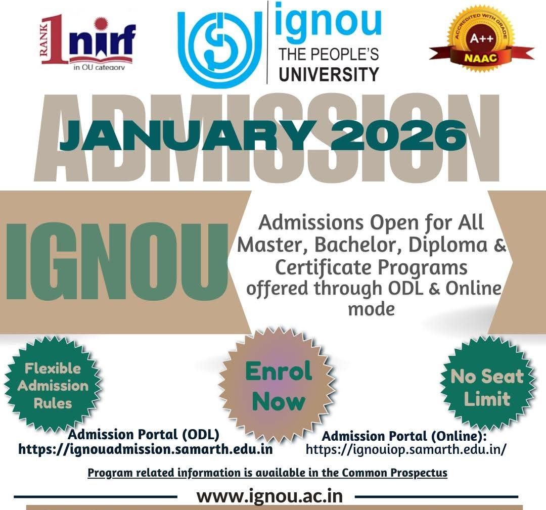 IGNOU Updates - IGNOU New Admissions Open for Jan 2026... | Facebook