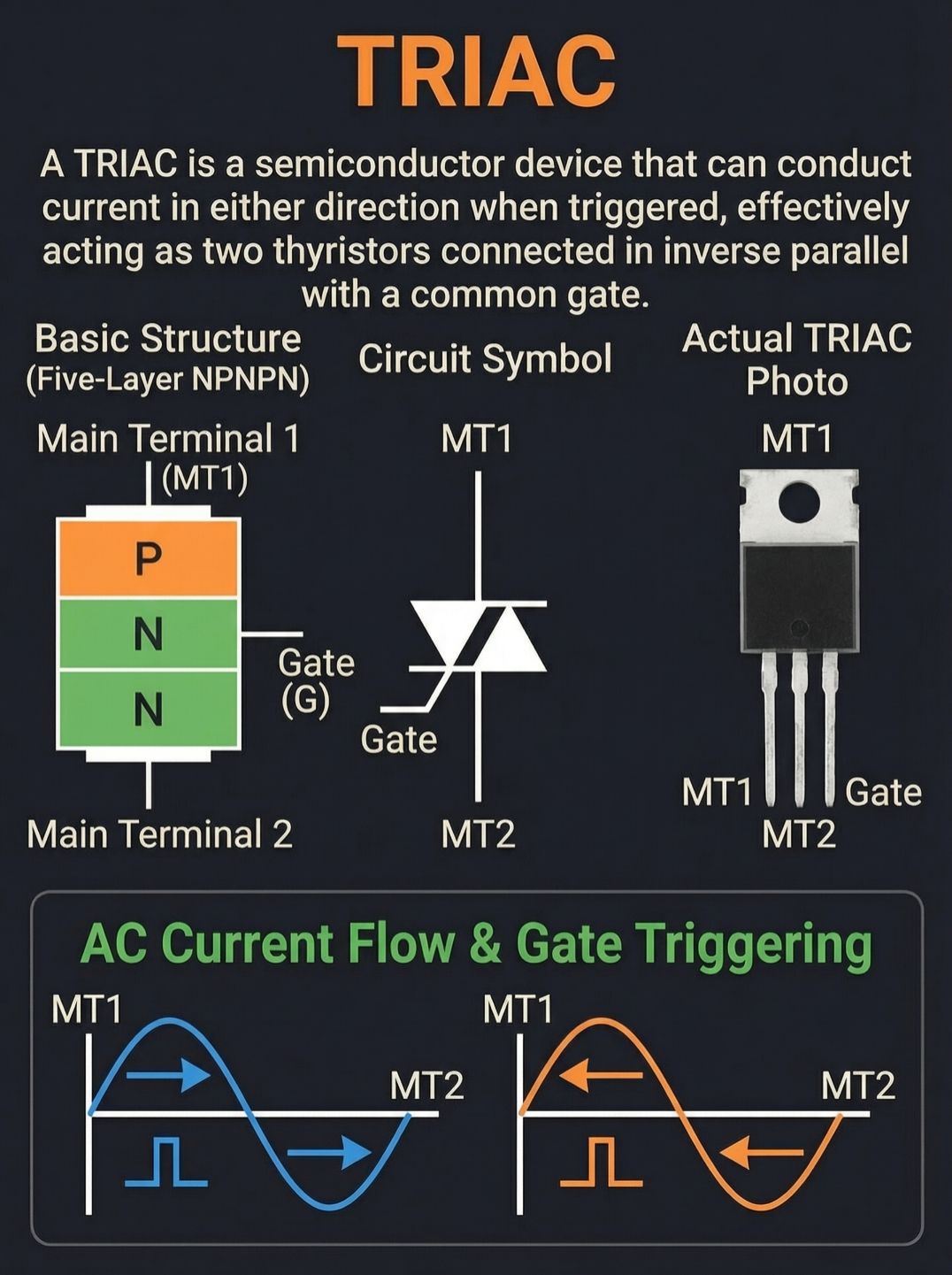 WA - TRIAC Definition, Actual Photo, Circuit Symbol, Basics Structure ...
