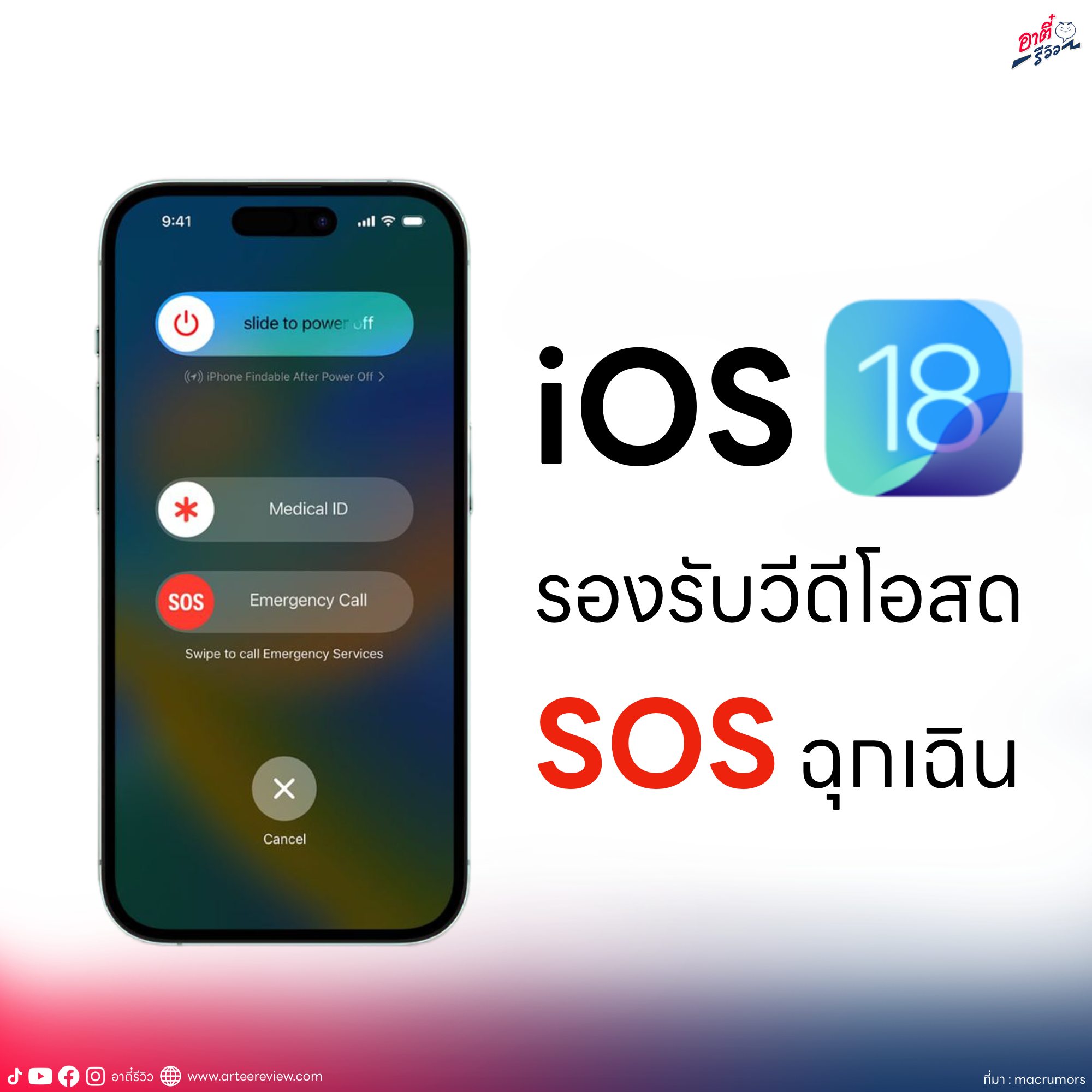 อาตี๋ รีวิว - iOS 18 รองรับวีดีโอสด SOS ฉุกเฉิน iOS 18... | Facebook