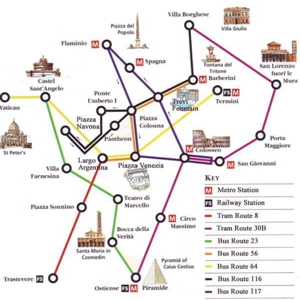 Rome Italy Public Bus Routes Map 1576x1610