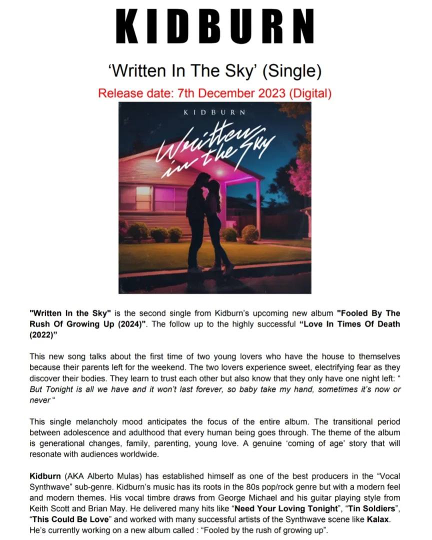 Kidburn - This new song talks about the first time of two...