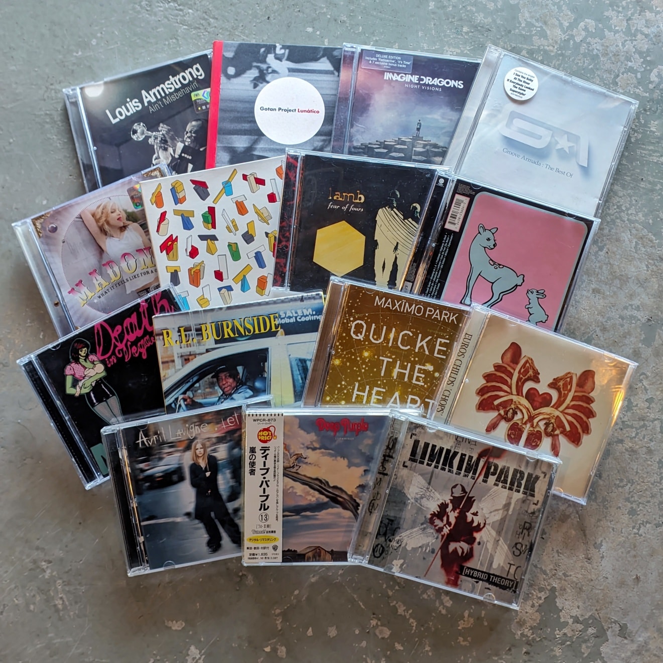 The latest batch of used CDs has just arrived, prepped for sale 