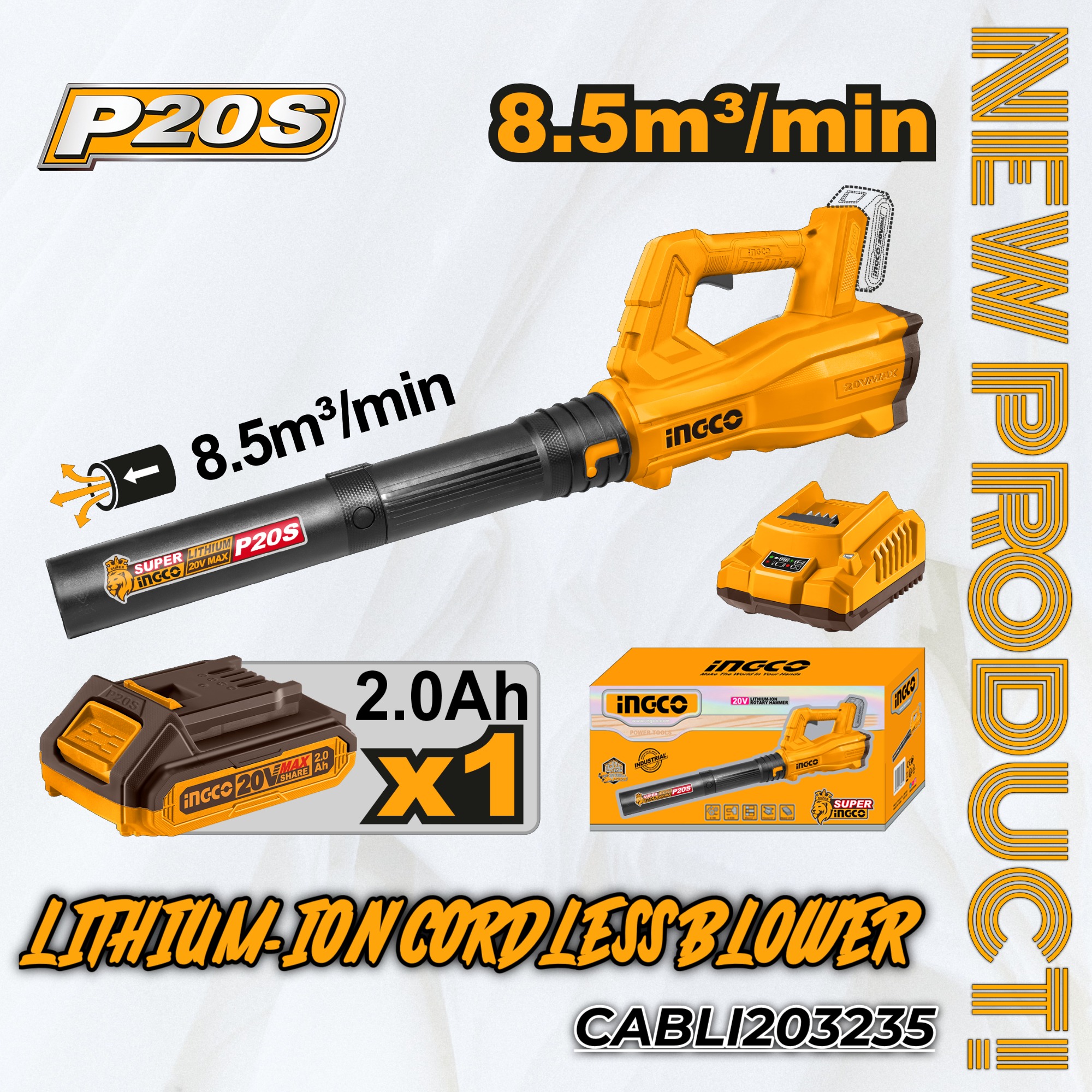 INGCO - Lithium-Ion BLOWER (HEAVY) 20V INGCO - CABLI203235 Voltage: 20V ...
