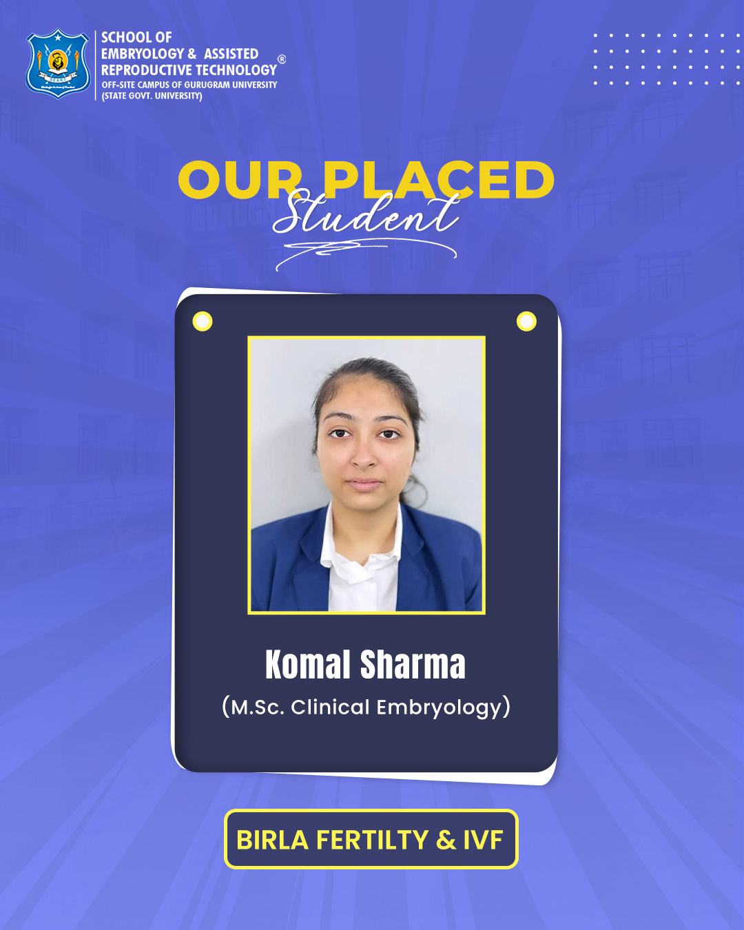 Meet Our Placed Student at SEART 🌟 Komal Sharma M.Sc. Clinical ...
