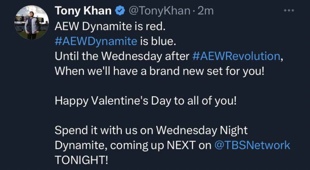 Tony Khan confirms AEW Dynamite will be... - Dirt Sheet Radio | Facebook