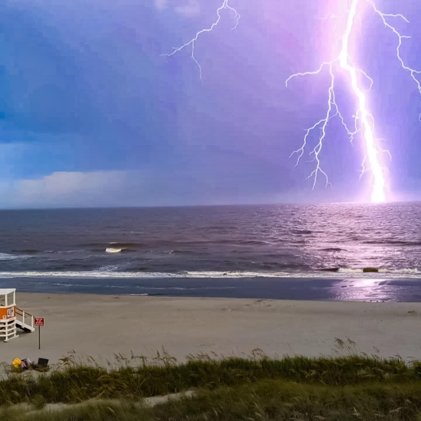 Lightning from storms this morning just offshore of Myrtle Beach 