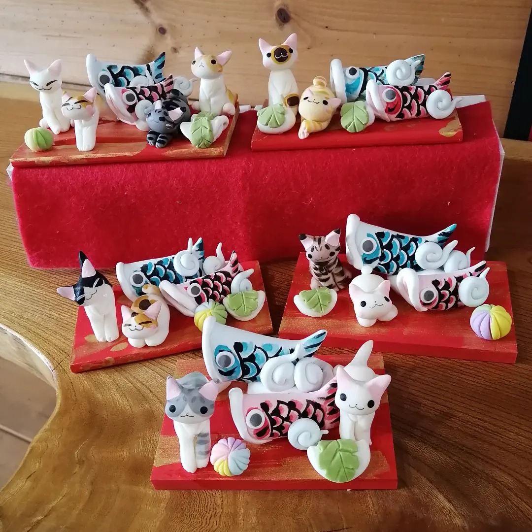 粘土作品 手作り 猫粘土 三毛猫 中 置物 12 石粉粘土と新聞紙 その他
