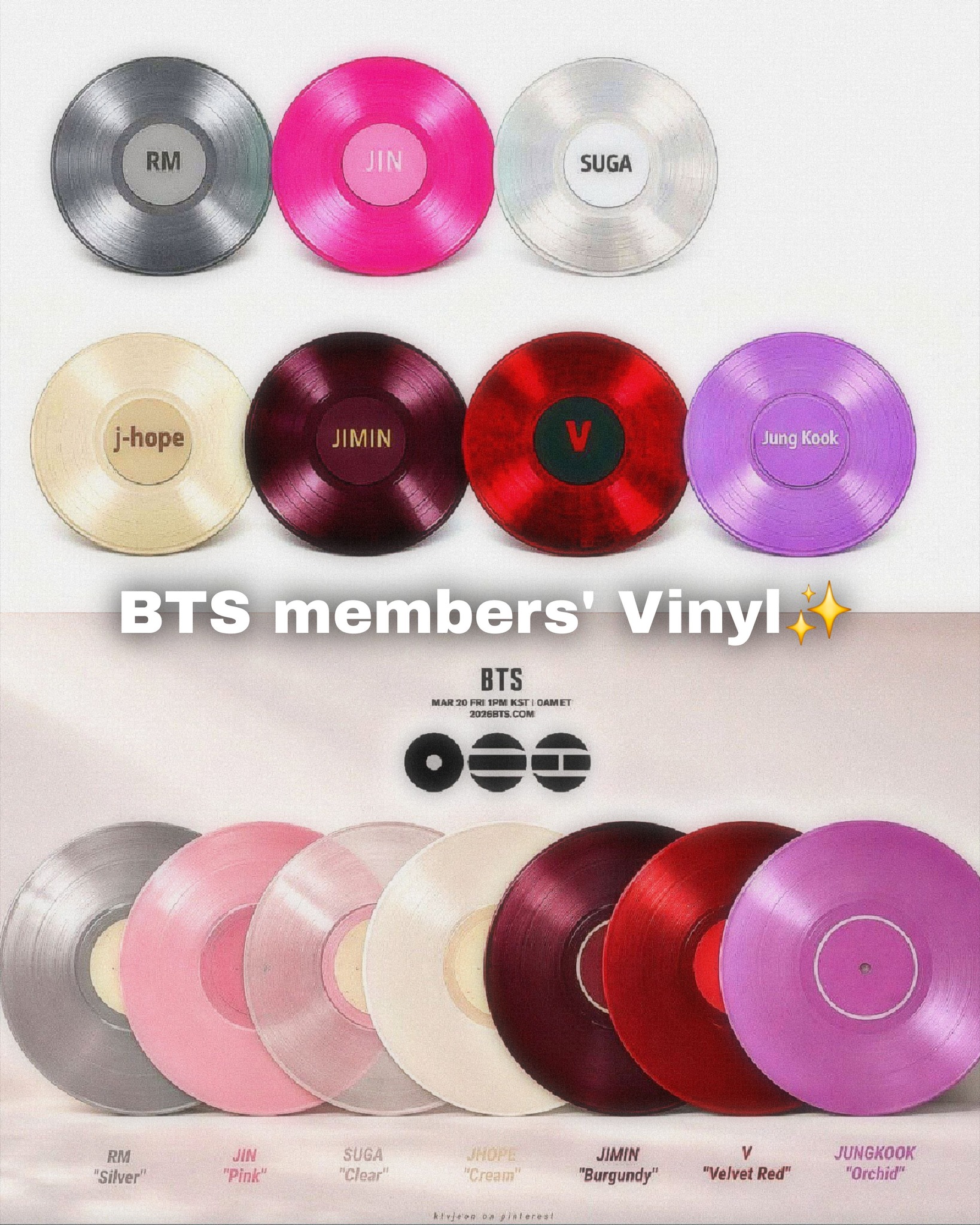 BTS new album is called ARIRANG. All members will have vinyl
