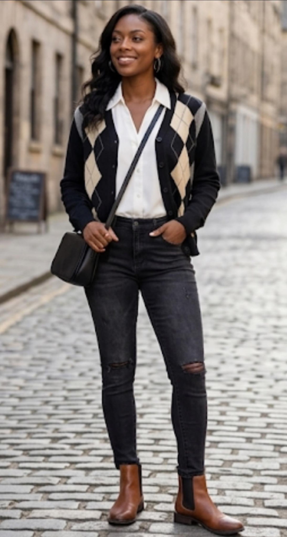 ?PREPPY WINTER CHIC: THE CLASSIC ARGYLE KNIT CARDIGAN ✨**