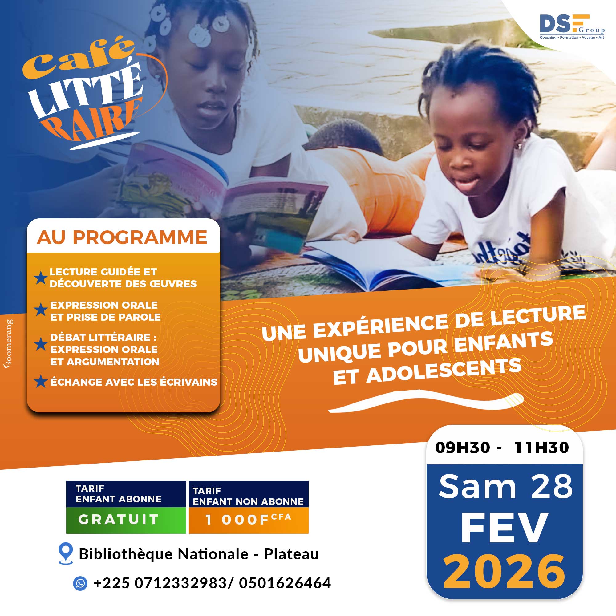 Dsfgroup - 🟧CAFE LITTERAIRE POUR LES ENFANTS ET LES... | Facebook