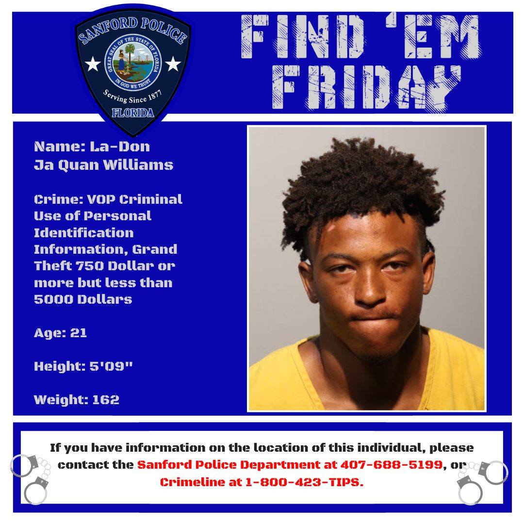 Wanted: Cordarrius Lamar Butts for burglary in Sanford, Florida
