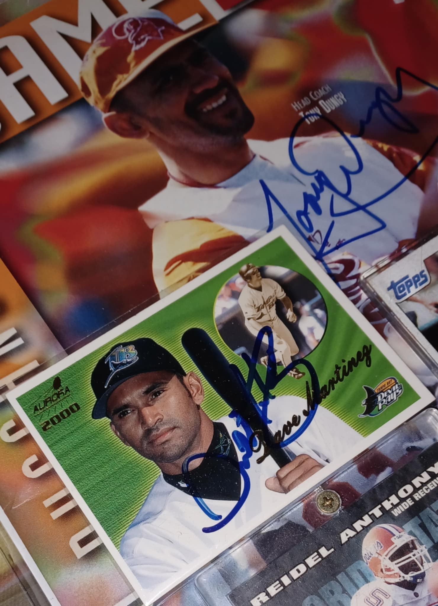 Sweet Davey Martinez Autographed Devil Rays Aurora 2000 card a 