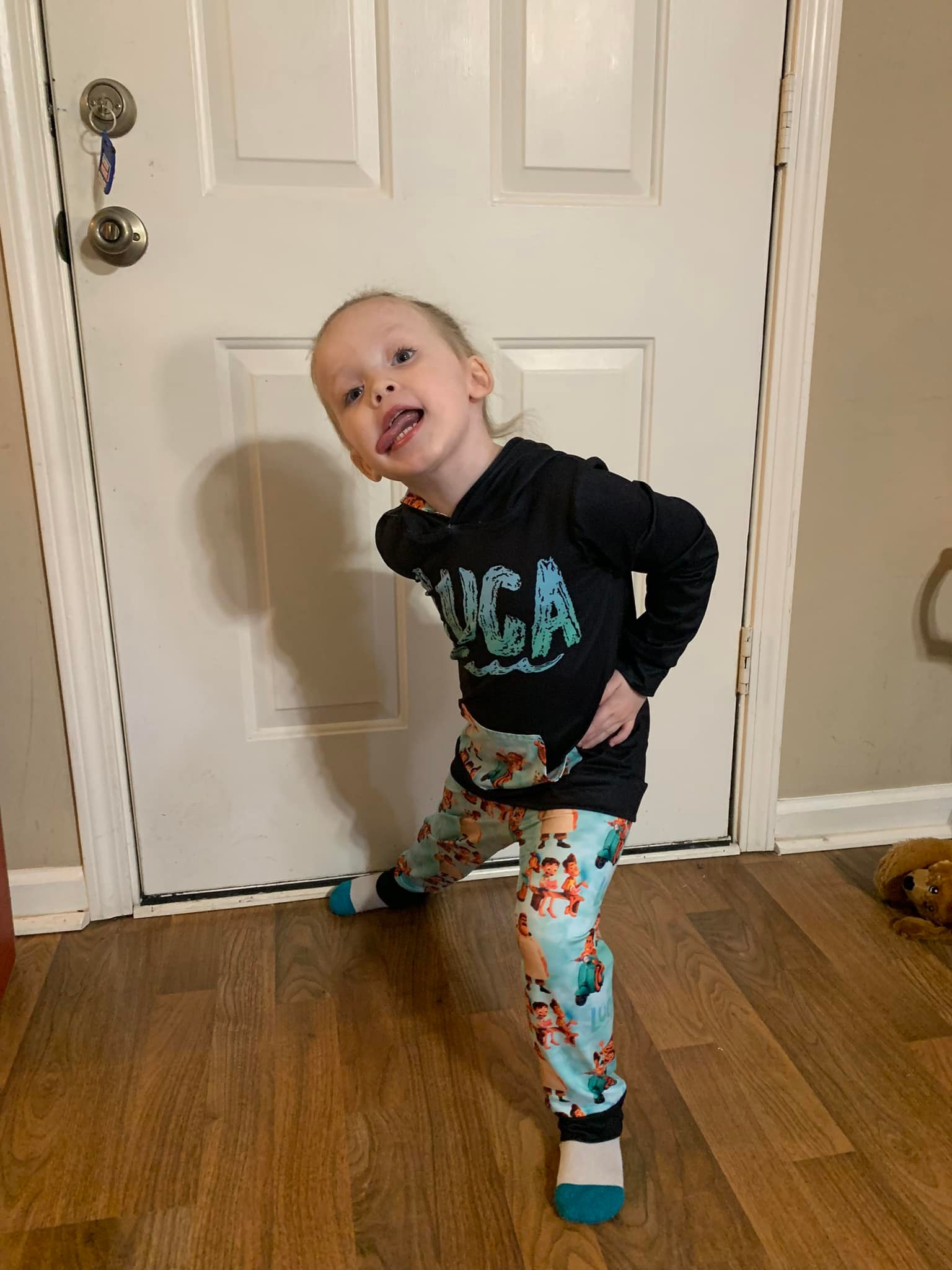 This girl is never still ? lol Amelia is wearing her Luca 