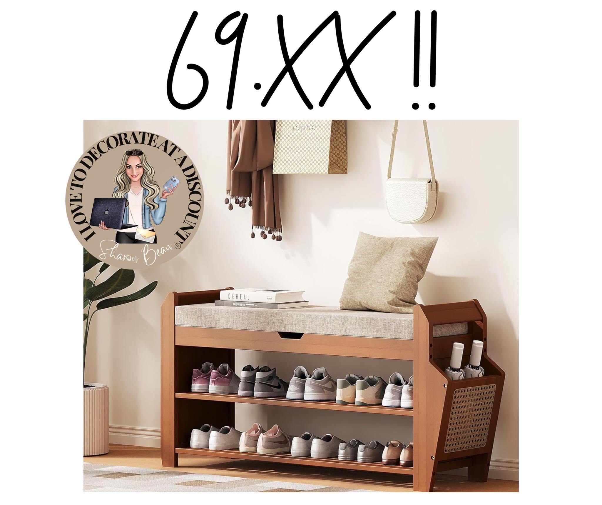 Bamboo shoe rack bench for storage display picture 1