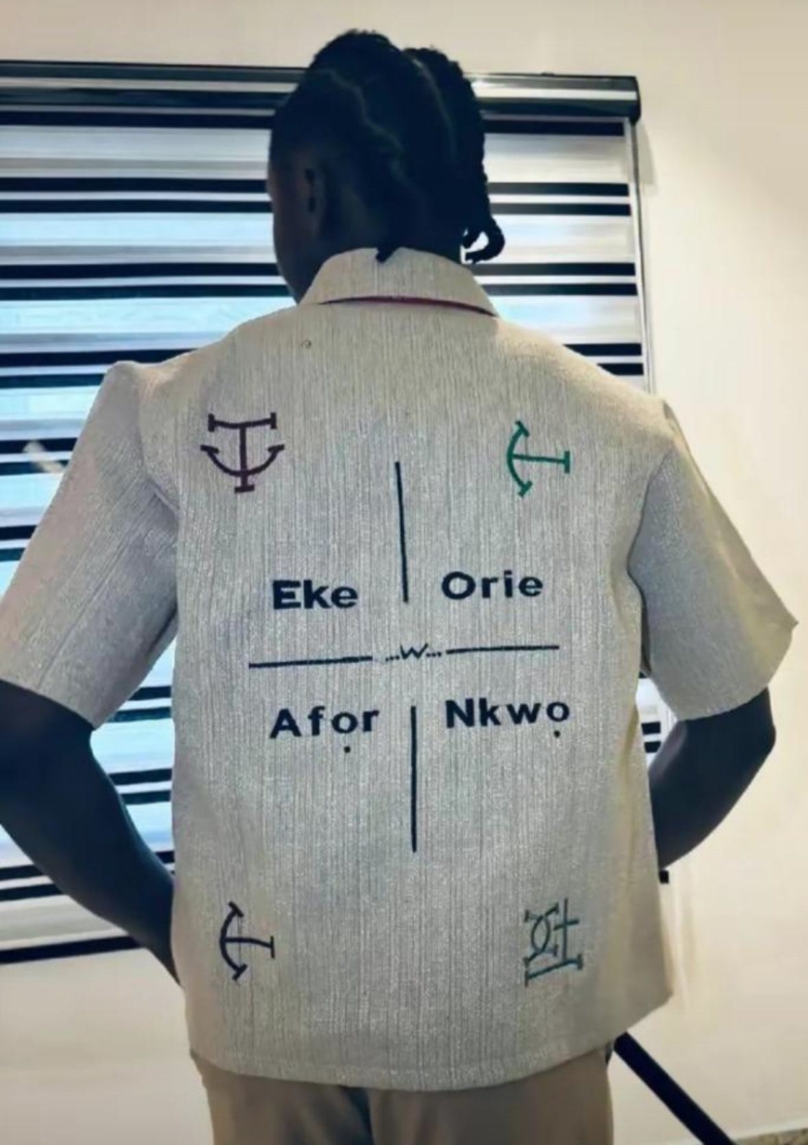 Nsibidi - This milk-colored jacket showcases Nsibidi... | Facebook