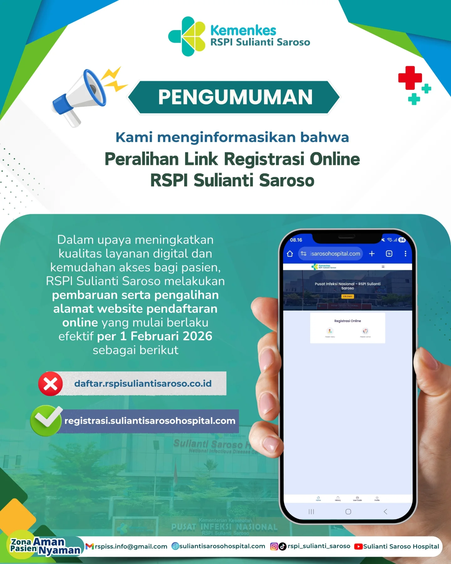 RSPI - PENGUMUMAN Perubahan Link Registrasi Online RSPI Sulianti Saroso ...
