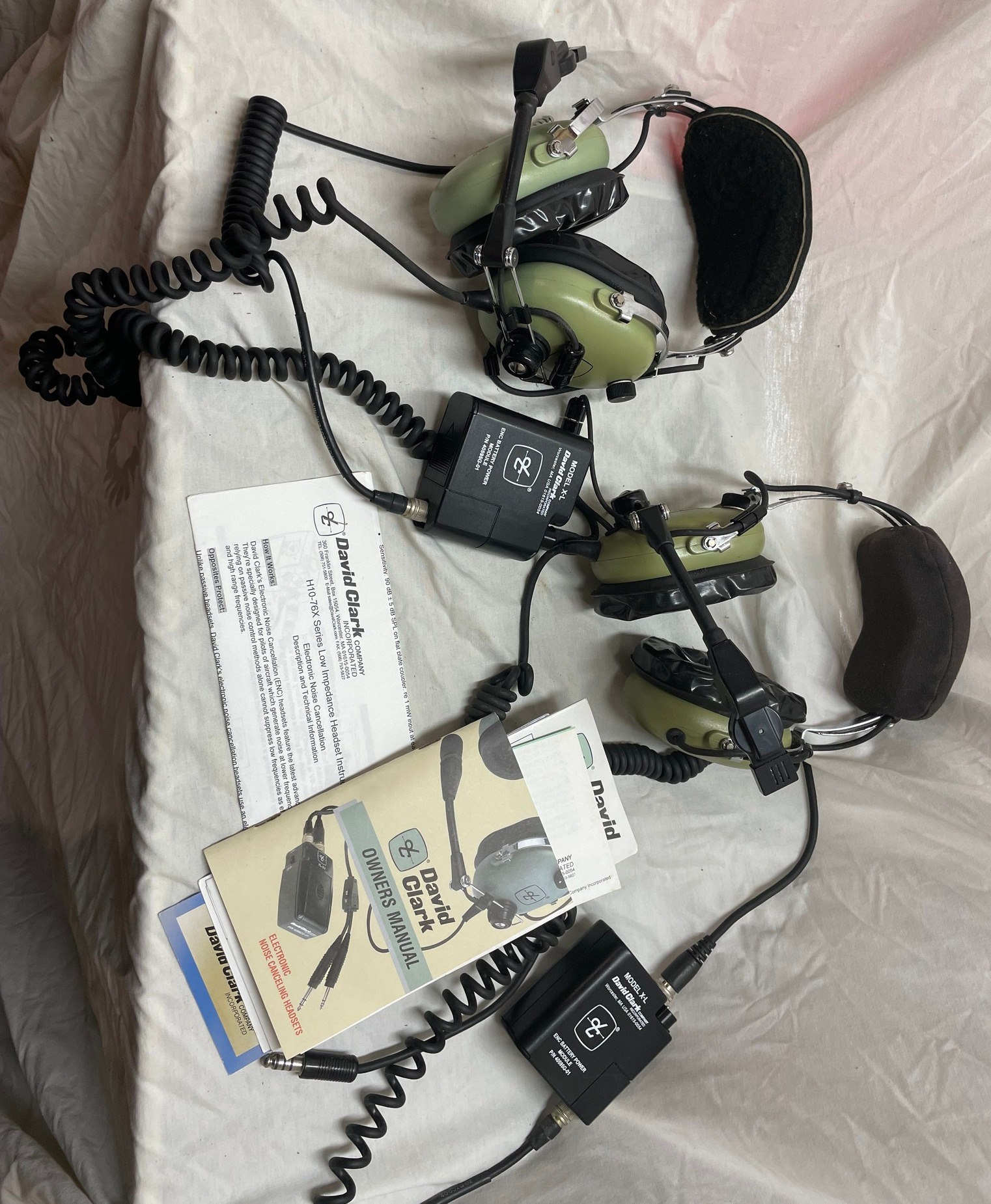 2 David Clark model H10-76XL Military Aircrew Head Sets For Sale
