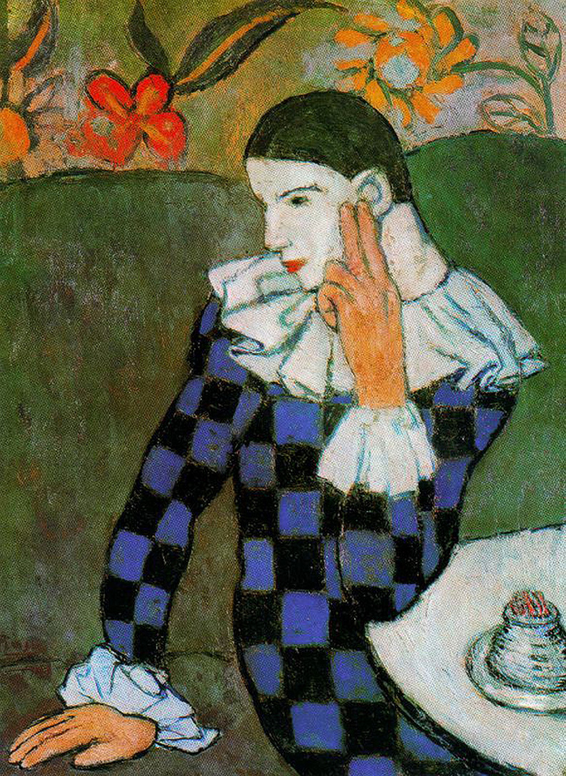 Pablo Picasso's Paulo as Harlequin with Flowers