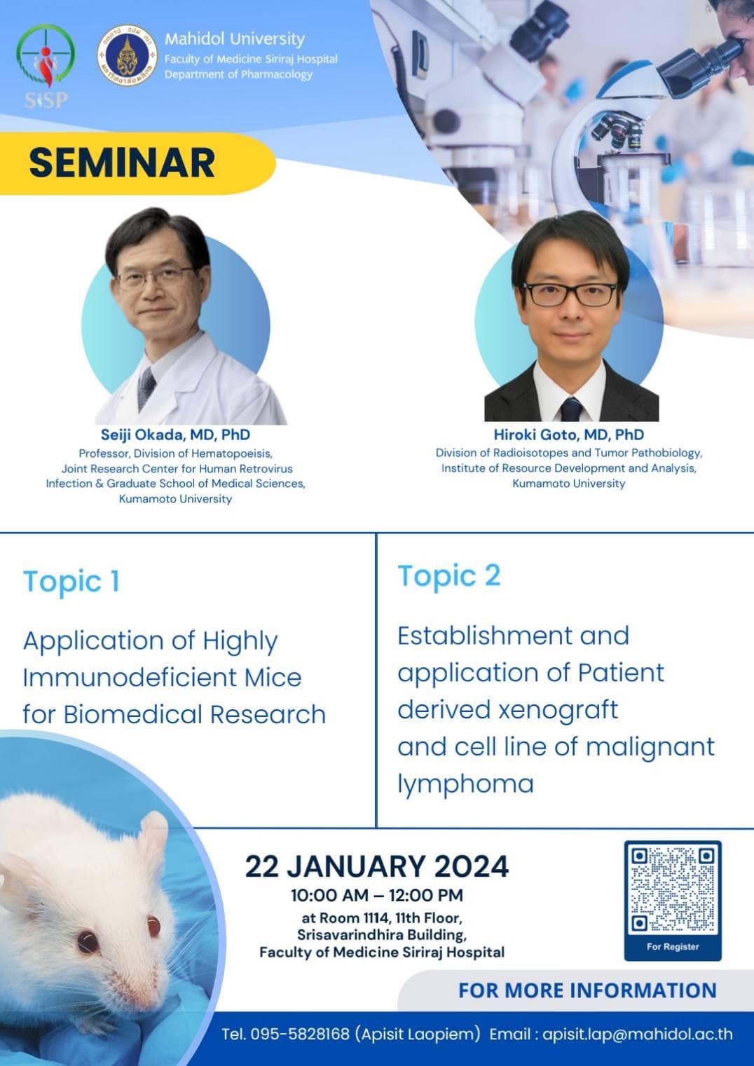 Join us for lecture series “Advanced animal models for human diseases ...
