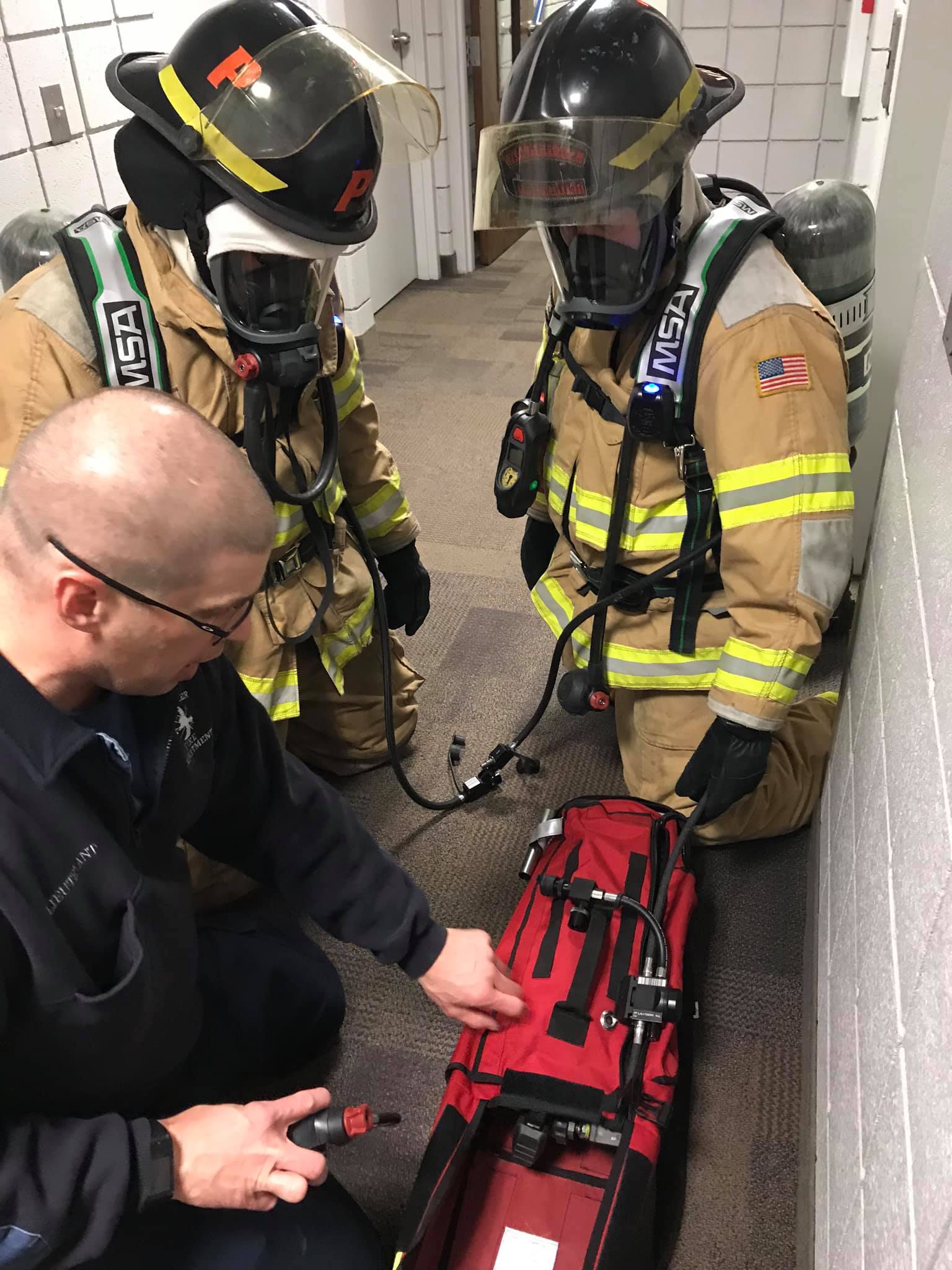 RIC Pack training with SCBA - Walker Fire Department