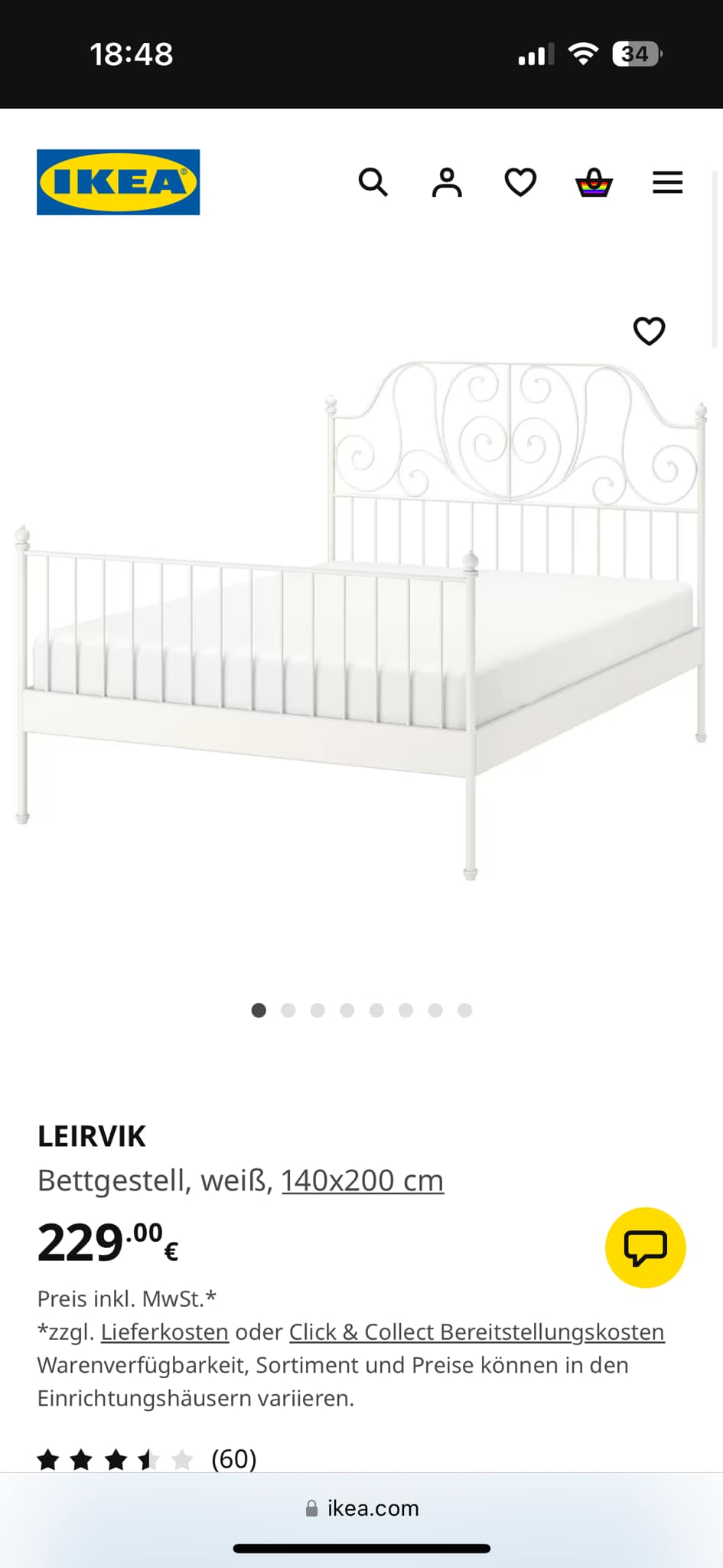 Schönes neuwertiges Ikea Metallbett in 140x200 plus hochwertiger Lattenrost zu verkaufen. Das Bett kostet aktuell 229€ und das Lattenrost 158€. Ohne Matratze Aus Tierfreien und Nichtraucher Haushalt Zusammen 150€