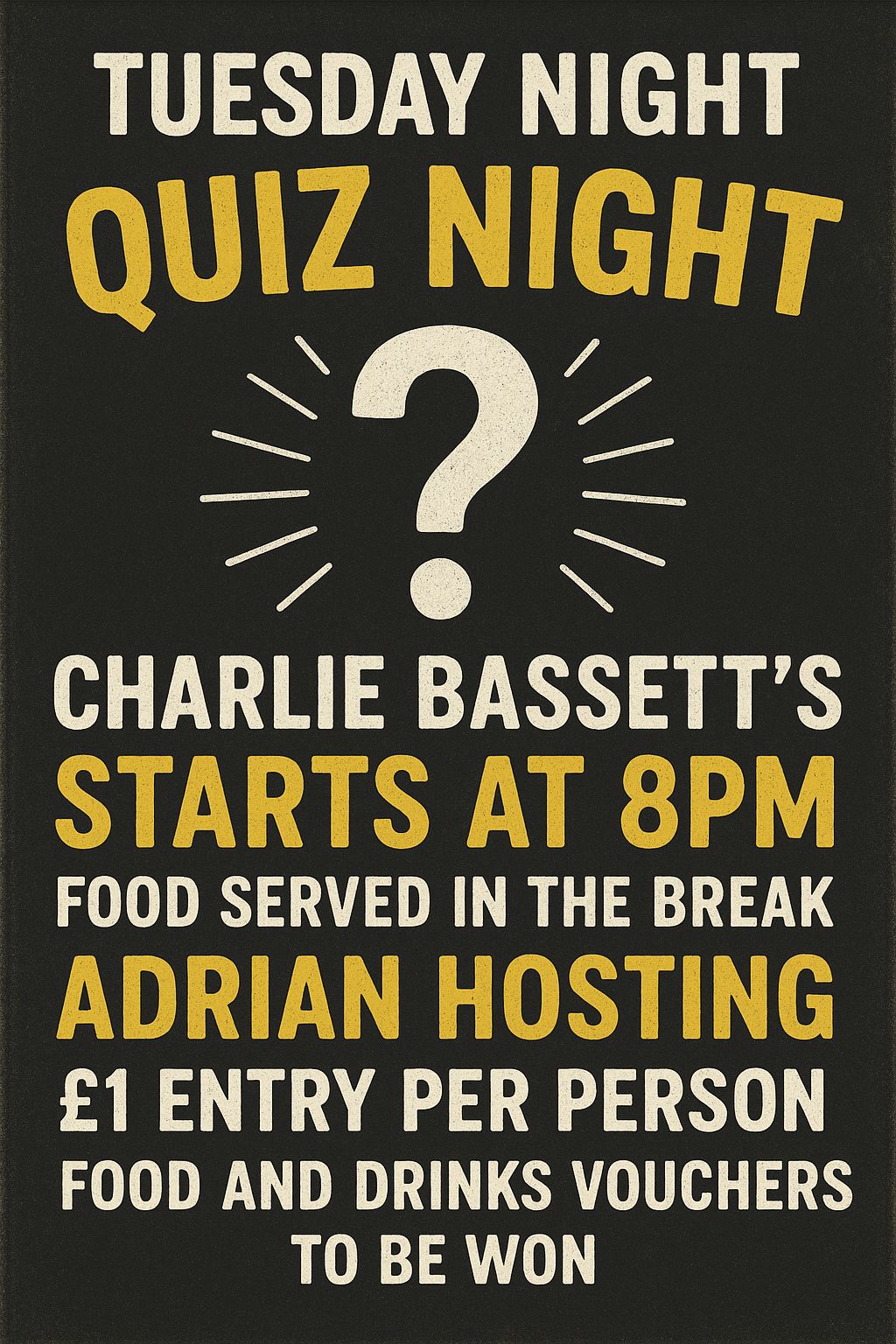🧠🍻 Tuesday Night Quiz! 🍻🧠... - Charlie Bassetts in Dilhorne | Facebook