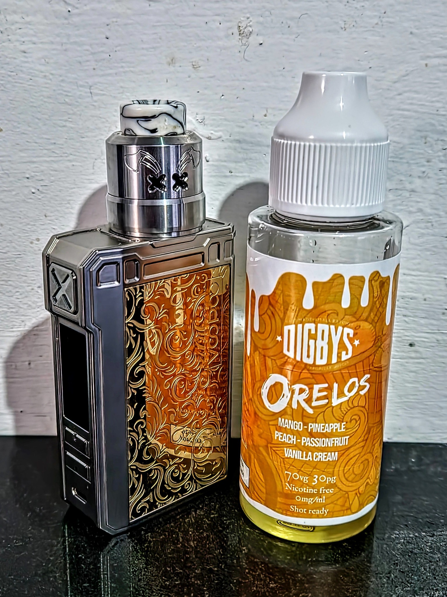 mod vape juice When ya get a new tank ya have to find the right and the right juice.... Mission accomplished Flavor:Strawberry Raspberry Cherry Ice (EXOTIC EDITION) Brand_Lost Angel OMG B-POP vape found