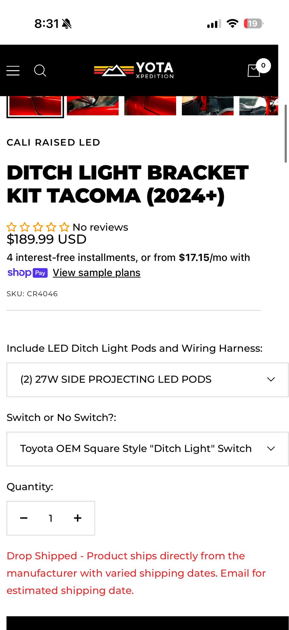 Cali Raised LED Ditch Light Mounting Brackets Extensions