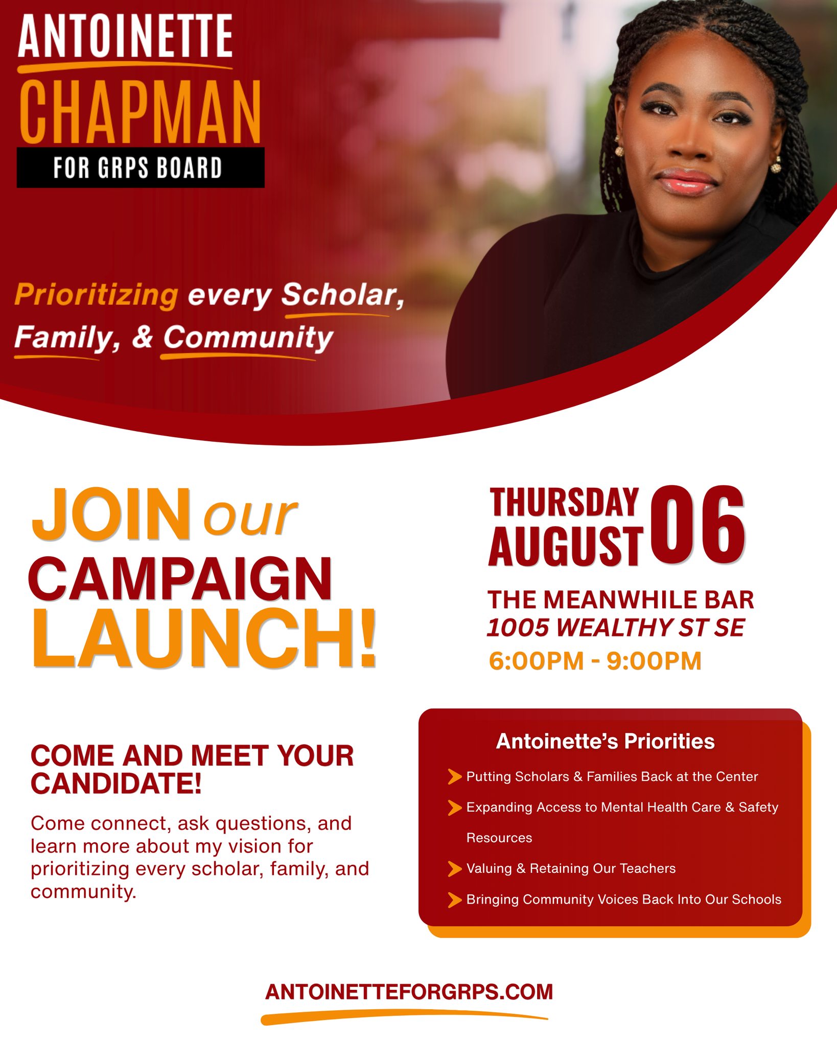 Campaign Launch - Antoinette Chapman for GRPS